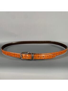 NO BRAND Brown Cognac Alligator Leather Belt